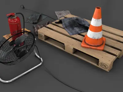 Various Garage Stuff Low-poly 3D model