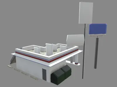 Gas Station Oil Station Exterior Low-poly 3D model
