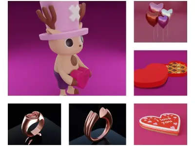 models for Valentine day set 3D models  3D model