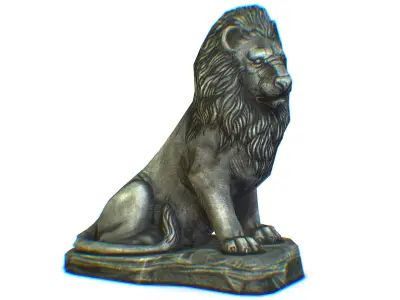 Low Poly 3d Statue Lion Dark Metal Cast Iron Low-poly 3D model