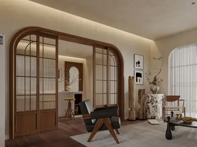 modern living room dining room interior scenes 42 3D model