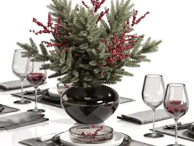 Winter Berry Dining Set28 3D model