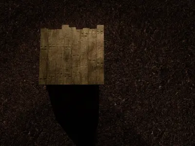 Wooden restroom with withered plank Free low-poly 3D model