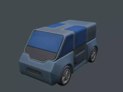 Futuristic stylized van  Low-poly 3D model
