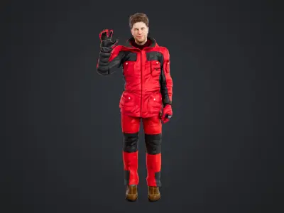 Male Skier Rigged Low-poly 3D model