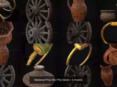 Medieval Prop Mix Fifty Seven 3D Model Collection