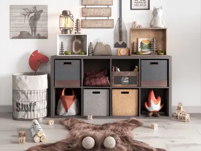 A Large Set Of Decor For A Nursery In Camp Style 3D model