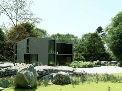 Forest villa-Casa Scene-Modern Villa 3D model