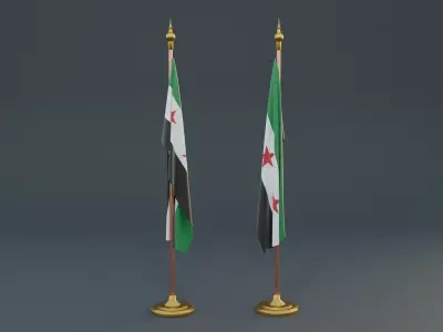 Liberated Syria Flag Free low-poly 3D model