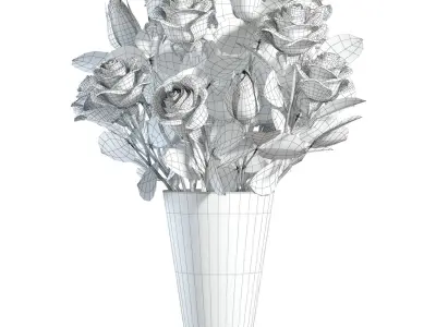 Flower Set 06 - Pink Roses Bouquet 3D model