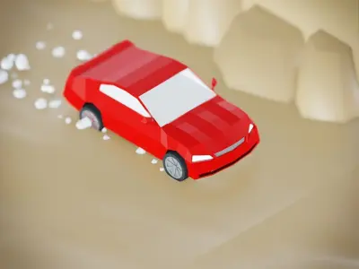 Lowpoly car with looping animation 3D model
