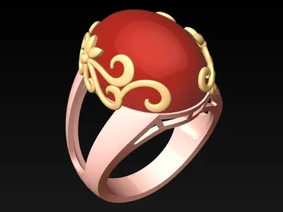 Oval Stone Ring - GN219 3D print model