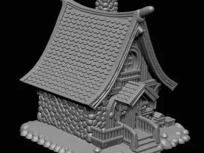 Stylized Fantasy Cottage 3D Model Game Ready 3D print model