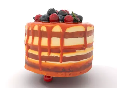 Caramel Berry Cake model pack Low-poly 3D model