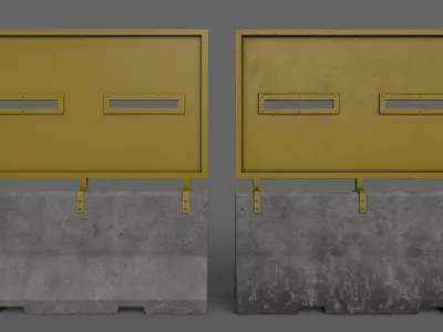 PBR Concrete Roadblock Barrier V1 Low-poly 3D model