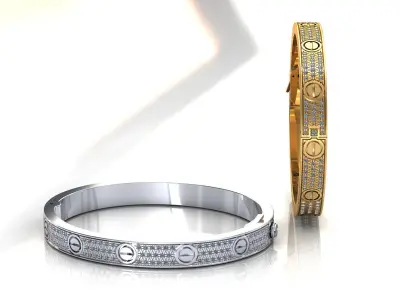 Love C Bracelet Pave 18 cm Size 3D print model