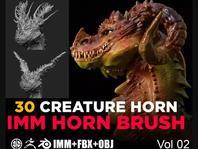 Collection Creature Horns - Dragon Horn - Vol 02 Low-poly 3D model