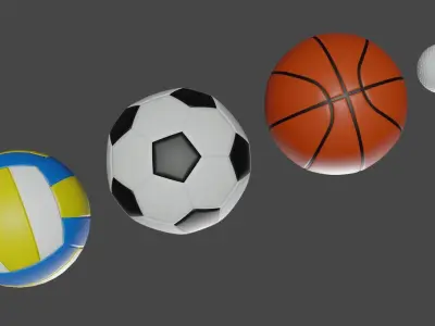 Sport Ball set 001 3D model