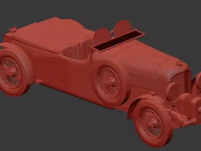 3D model of a vintage car rendered in a clay material 3D model
