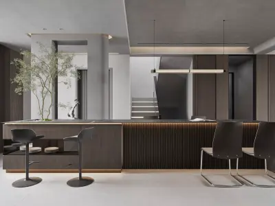 Modern living room dining room interior scenes 173 3D model