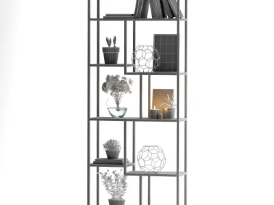 decorative shelf with decorative collection 3D model