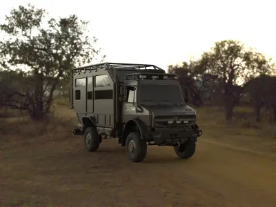 Mercedes Unimog Luxury Caravan Low-poly 3D model