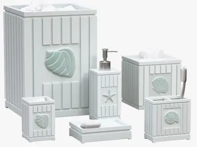 Seaside Seashell Coastal Bath Accessories 3D model