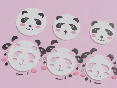 Cartoon Cute Panda Head Puzzle 3D model