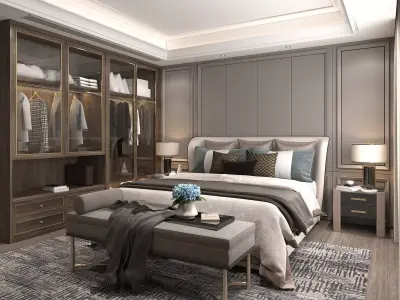 Modern Bedroom Scene 32 3D model