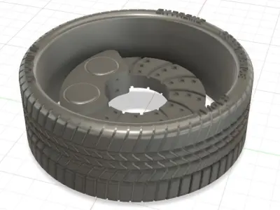 Green Flash Wheels with Tires and Brakes for 3D Print 3D print model