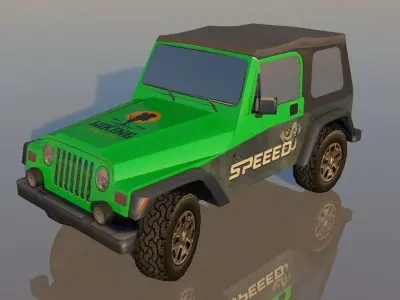 New Adventure Jeep 4x4 3D Model Lowpoly Game Ready Low-poly 3D model