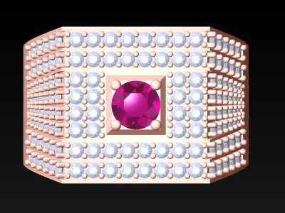 Diamond Rings - Mens Ring - N5152 3D print model