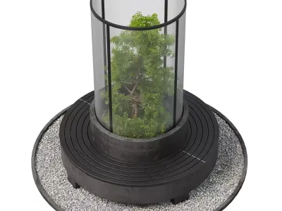 Urban Indoor plant set 366 - office garden bench Low-poly 3D model