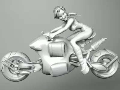MOTOMOTIVE 8 girl riding motorcycle 3D model