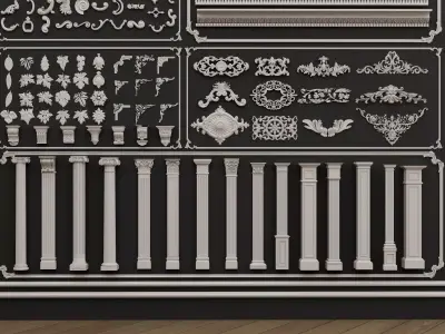 Classical Architectural Ornament Kitbash Pack Low-poly 3D model