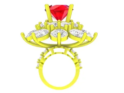 Luxury Floral Cluster Diamond Ring 3D Model for Women 4334 3D print model
