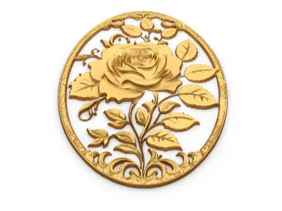 Classic oval carved decor ornament 07 3D model