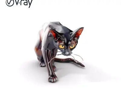 Realistic Black Cat Model Pack for Animation and Games Low-poly 3D model