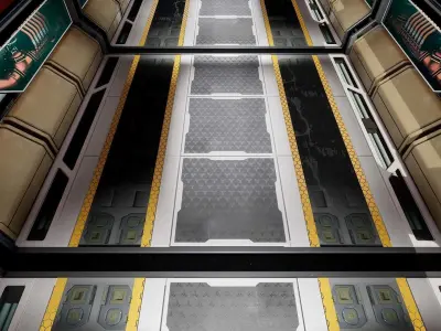 Modular Sci-Fi corridor vol 1 PBR Low-poly 3D model