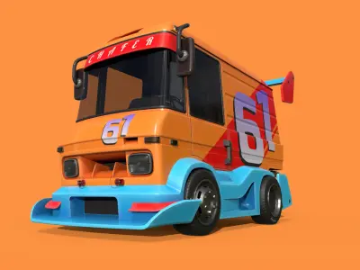 Stylized Wagon Low-poly 3D model