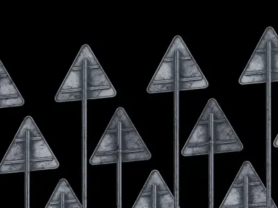 game-ready warning signs Low-poly 3D model