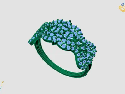 Women Ring Diamond Stone STL 3DM Lightweight Printable 3D print model 56