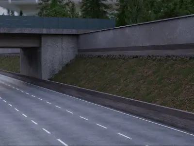 Realistic Car Road Scene 3D Blender File Textured 3D model