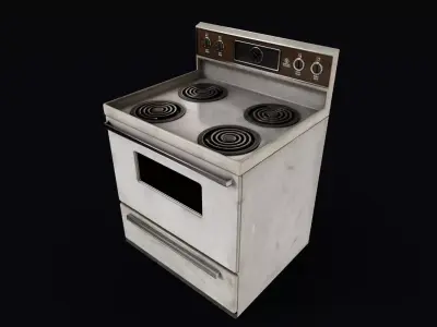 80s Kitchen Stove Low-poly 3D model