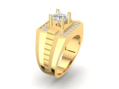 Luxury Square Diamond Men Ring 3D Model 647 3D print model
