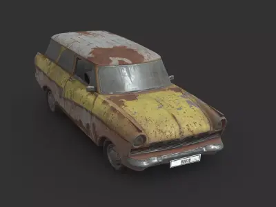 Abandoned Car - Ford Taunus Classic Low-poly 3D model