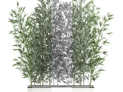 Bamboo bush for the interior in a white flowerpot 579 3D model