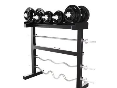 Fitness Equipment Storage Rack Low-poly 3D model