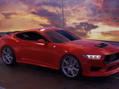 Ford Mustang 2024 Game Ready Low-poly 3D model