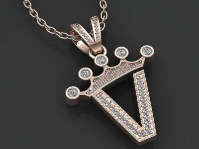 V letter pendant 3D print model